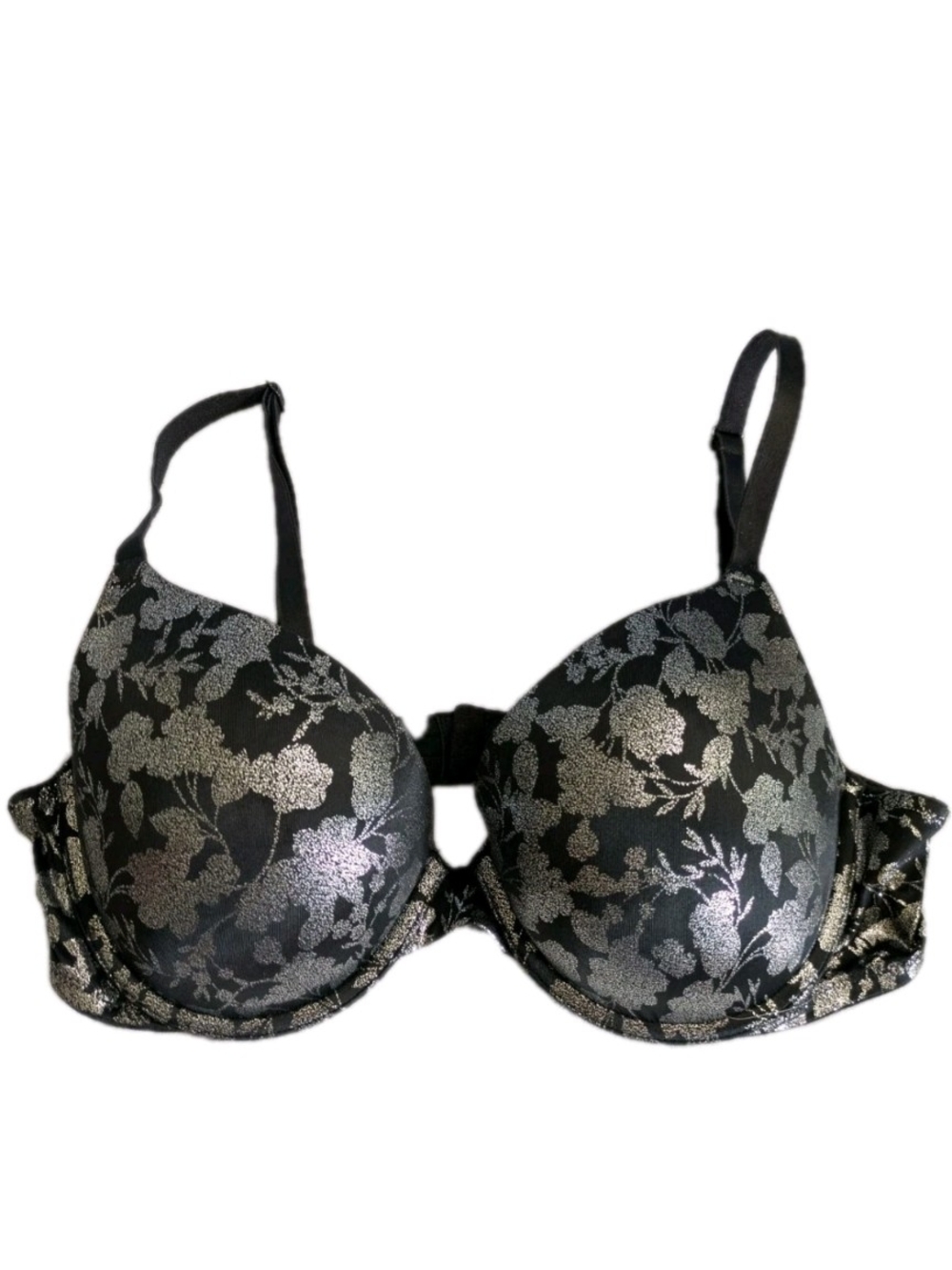 PINK Victoria Secret Bra 36C Black Smooth Boost Push Up Plunge Bra underwire C80